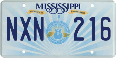 MS license plate NXN216