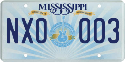 MS license plate NXO003