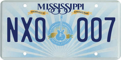 MS license plate NXO007