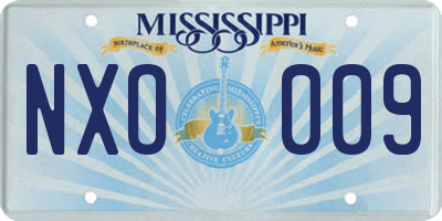 MS license plate NXO009