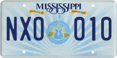 MS license plate NXO010