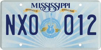 MS license plate NXO012