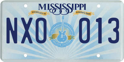 MS license plate NXO013