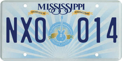 MS license plate NXO014