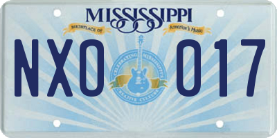 MS license plate NXO017