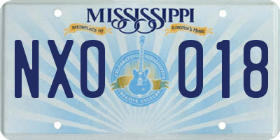 MS license plate NXO018