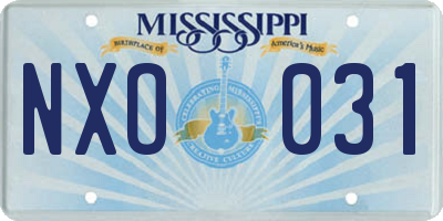 MS license plate NXO031