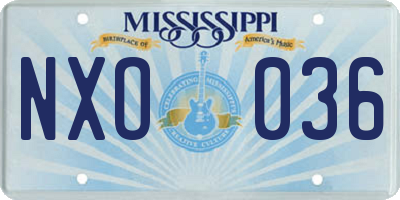 MS license plate NXO036