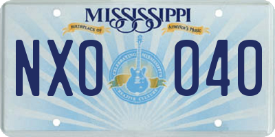 MS license plate NXO040