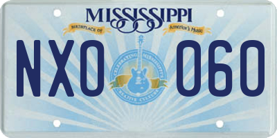 MS license plate NXO060