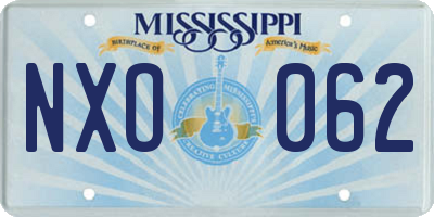 MS license plate NXO062