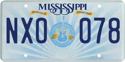 MS license plate NXO078