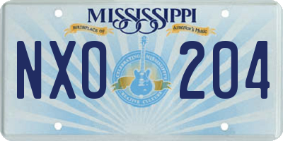 MS license plate NXO204