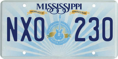 MS license plate NXO230