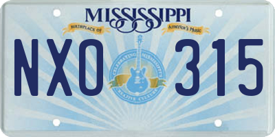 MS license plate NXO315