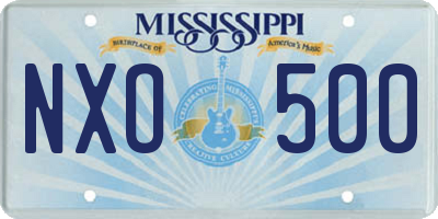 MS license plate NXO500