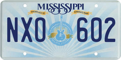 MS license plate NXO602
