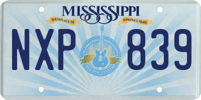 MS license plate NXP839