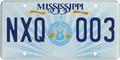 MS license plate NXQ003