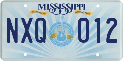 MS license plate NXQ012