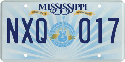 MS license plate NXQ017