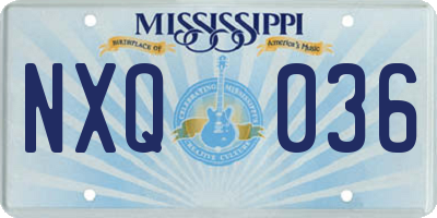 MS license plate NXQ036
