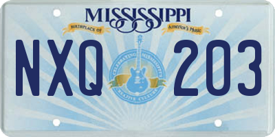 MS license plate NXQ203