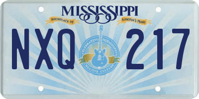 MS license plate NXQ217