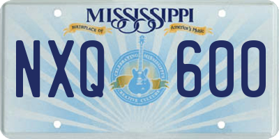 MS license plate NXQ600