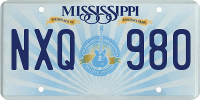 MS license plate NXQ980