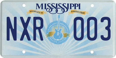 MS license plate NXR003