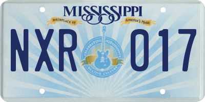 MS license plate NXR017