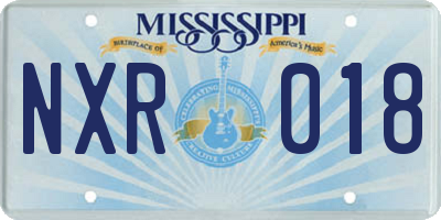 MS license plate NXR018