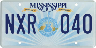 MS license plate NXR040