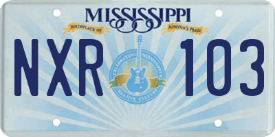 MS license plate NXR103