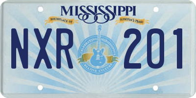 MS license plate NXR201