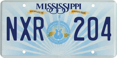 MS license plate NXR204
