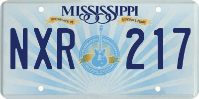 MS license plate NXR217