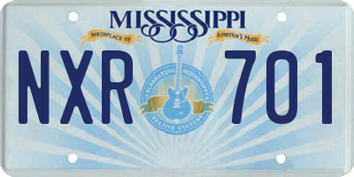 MS license plate NXR701