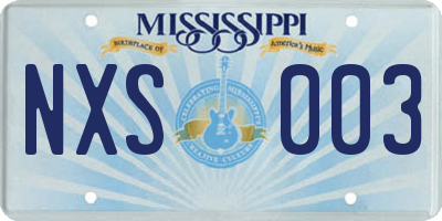 MS license plate NXS003