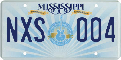 MS license plate NXS004