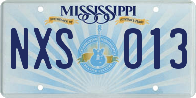 MS license plate NXS013