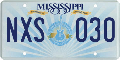MS license plate NXS030