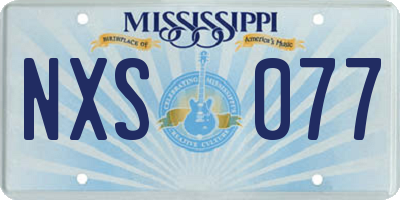 MS license plate NXS077