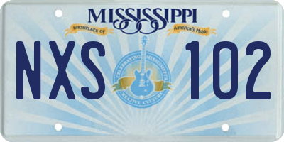 MS license plate NXS102