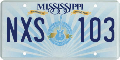 MS license plate NXS103