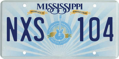 MS license plate NXS104