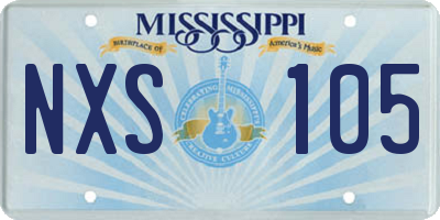 MS license plate NXS105
