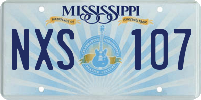 MS license plate NXS107