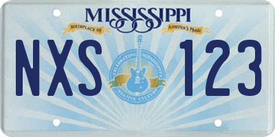 MS license plate NXS123